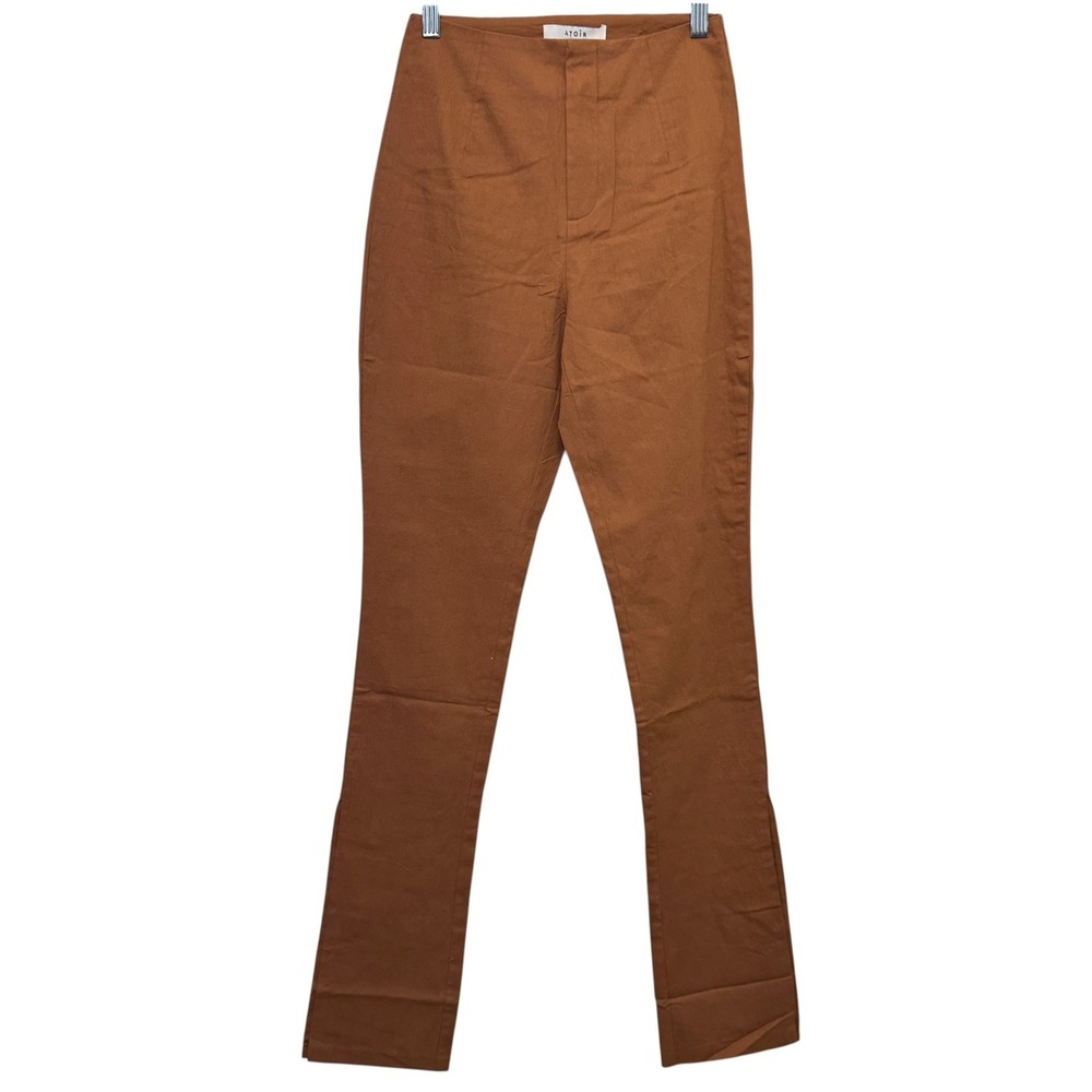 Atoir Womens For U Pant 2 Nutmeg Brown High Waist Split Hem Slim Tailored Chic